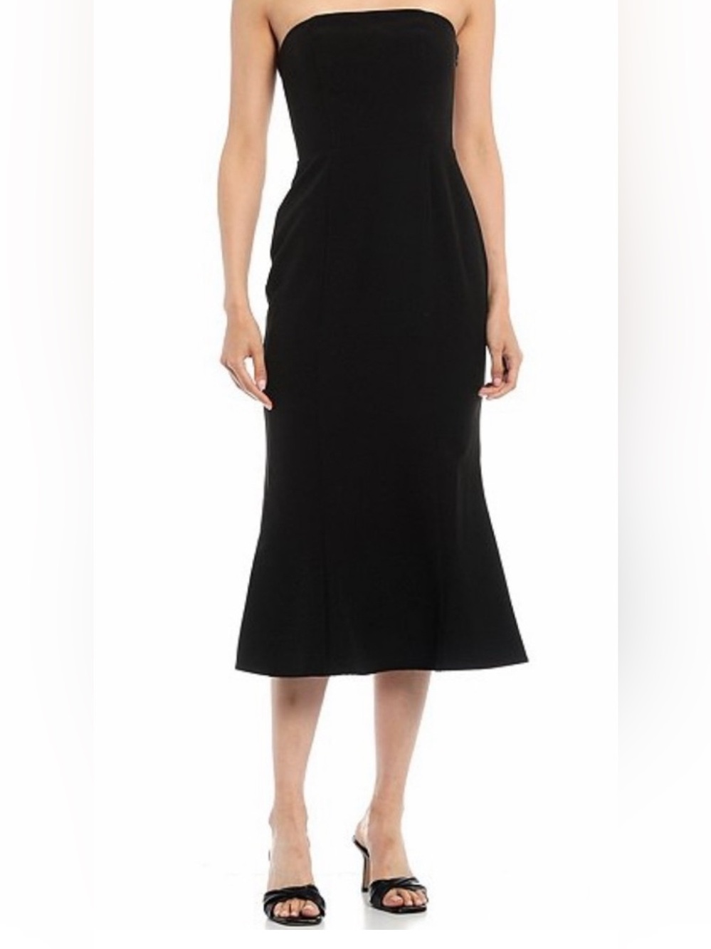 Gianni Bini Black Strapless Trumpet Midi Dress